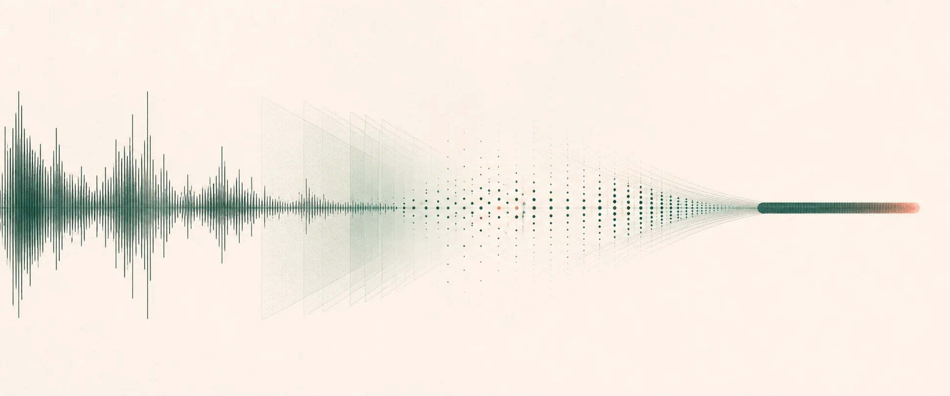 Conceptual visualization of speech compressed into a compact latent signal